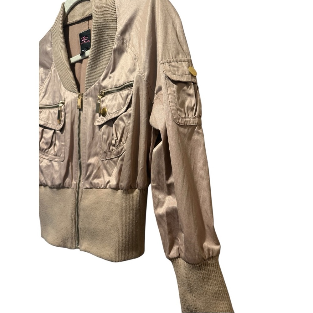 bebe Vintage Y2k Beige Gold Bomber Jacket Size M - Picture 5 of 7